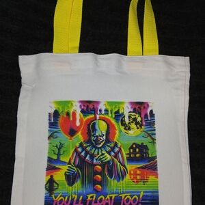 Neon Graphic Tote Bag with Yellow Handles